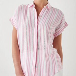 Rails Jamie striped linen shirt-Pink and white-NWT size xs